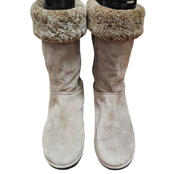 Stuart Weitzman Brown Leather Faux Fur Lined Boot Womens Size 11.5 - Picture 2 of 13